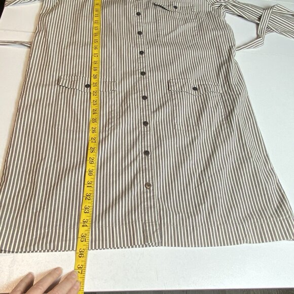 Ann Taylor Womens Shirt Dress Button Down Grey White Pin Stripe Cotton Blend 10 - Picture 7 of 10
